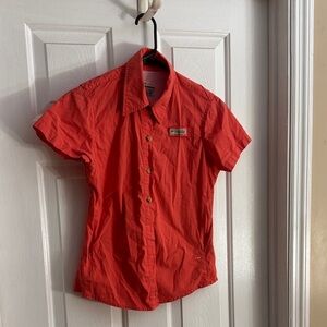 Columbia Orange Mesh Detail fishing shirt